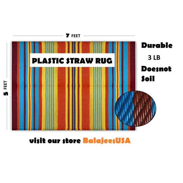 Latitude Run® Barberie Striped Red/Yellow Indoor/Outdoor Plastic Straw
